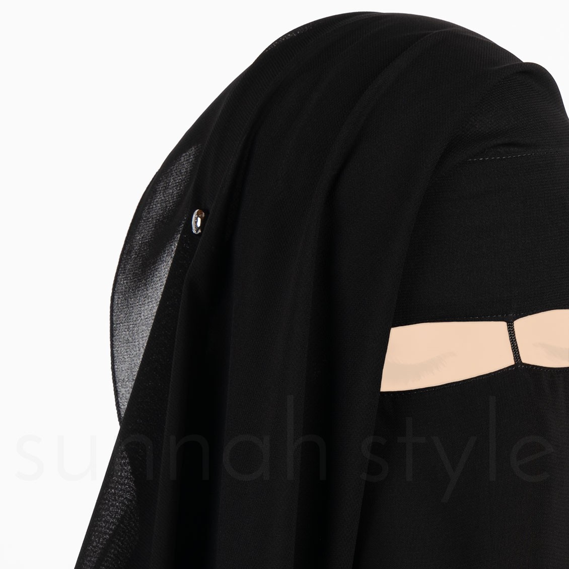 Sunnah Style Two Layer Niqab w Nose String Black